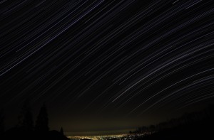 泉ヶ岳 夜景と星空 (コンポジット処理 & トリミング)